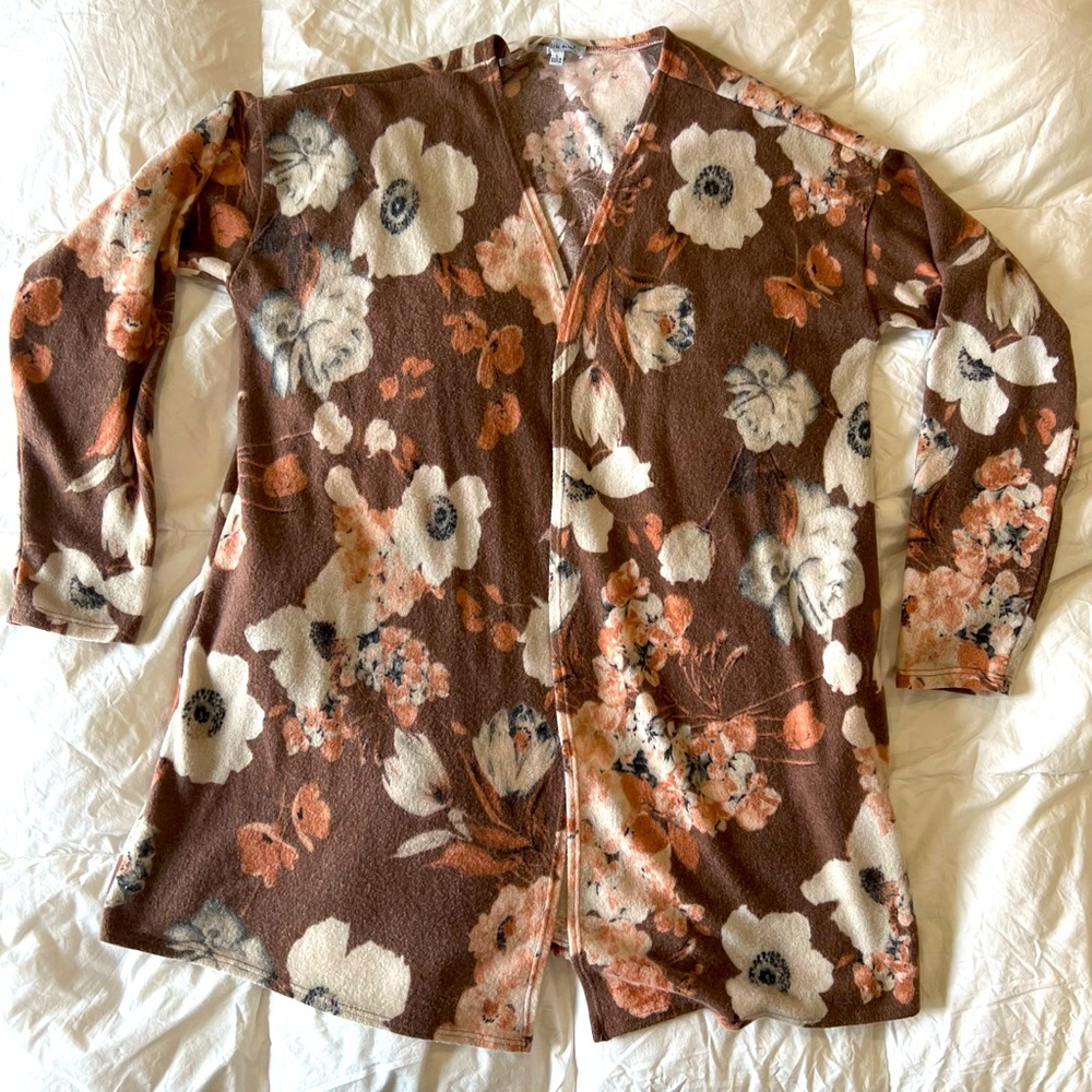 Brown, floral light weight cardigan